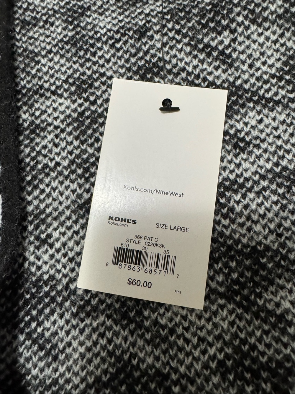 Nine West Houndstooth Open Front Long Duster Cardigan Sweater Size Large - Picture 4 of 5